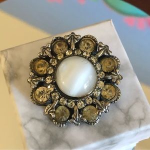 Vintage LIDZ Brothers NY citrine and moon stone brooch